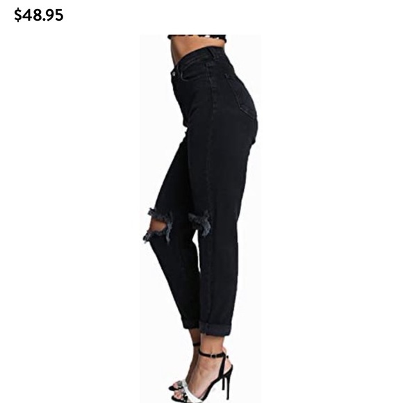 Little Vintage Black Ripped Knee High Waisted Jeans Size 1(24) - Picture 2 of 2